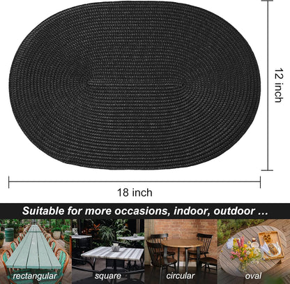AHHFSMEI Placemats Set of 6 for Dining Table Washable Woven Vinyl Non-Slip 18x12 inches Placemat