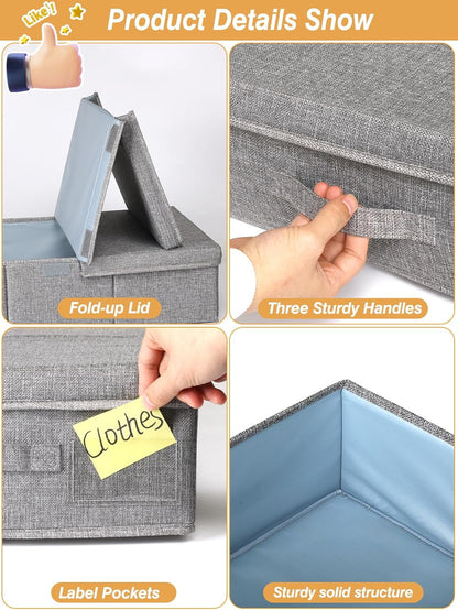 punemi Under Bed Storage With Lids, 2 Pack Large Underbed Storage Containers Clothes W/ 3 Handles