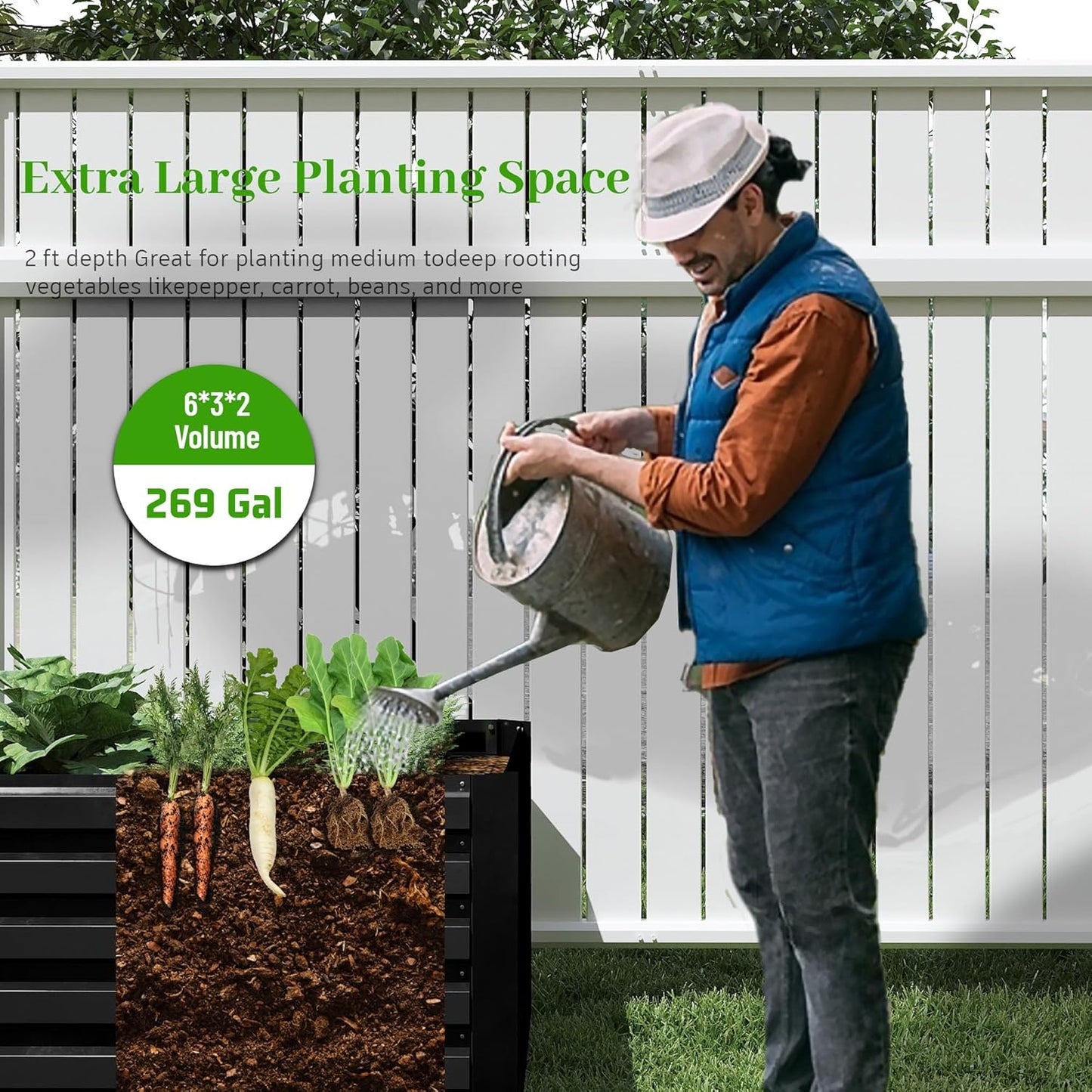 6x3x2 ft Raised Garden Bed, Large Metal Planter Raised Beds, Planters for Outdoor Plants for