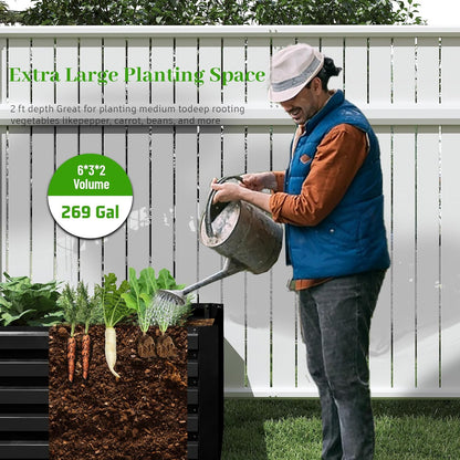 6x3x2 ft Raised Garden Bed, Large Metal Planter Raised Beds, Planters for Outdoor Plants for