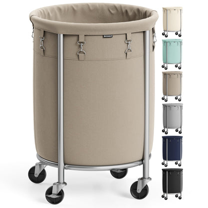 SONGMICS Laundry Basket, Rolling Steel Frame with 2 Locking Wheels, 110 L