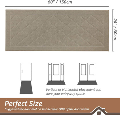 BEQHAUSE Dirt Trapper Door Mat 24" x 60", Doormat Non-Slip Entryway Rugs Washable, Dog Door Mat