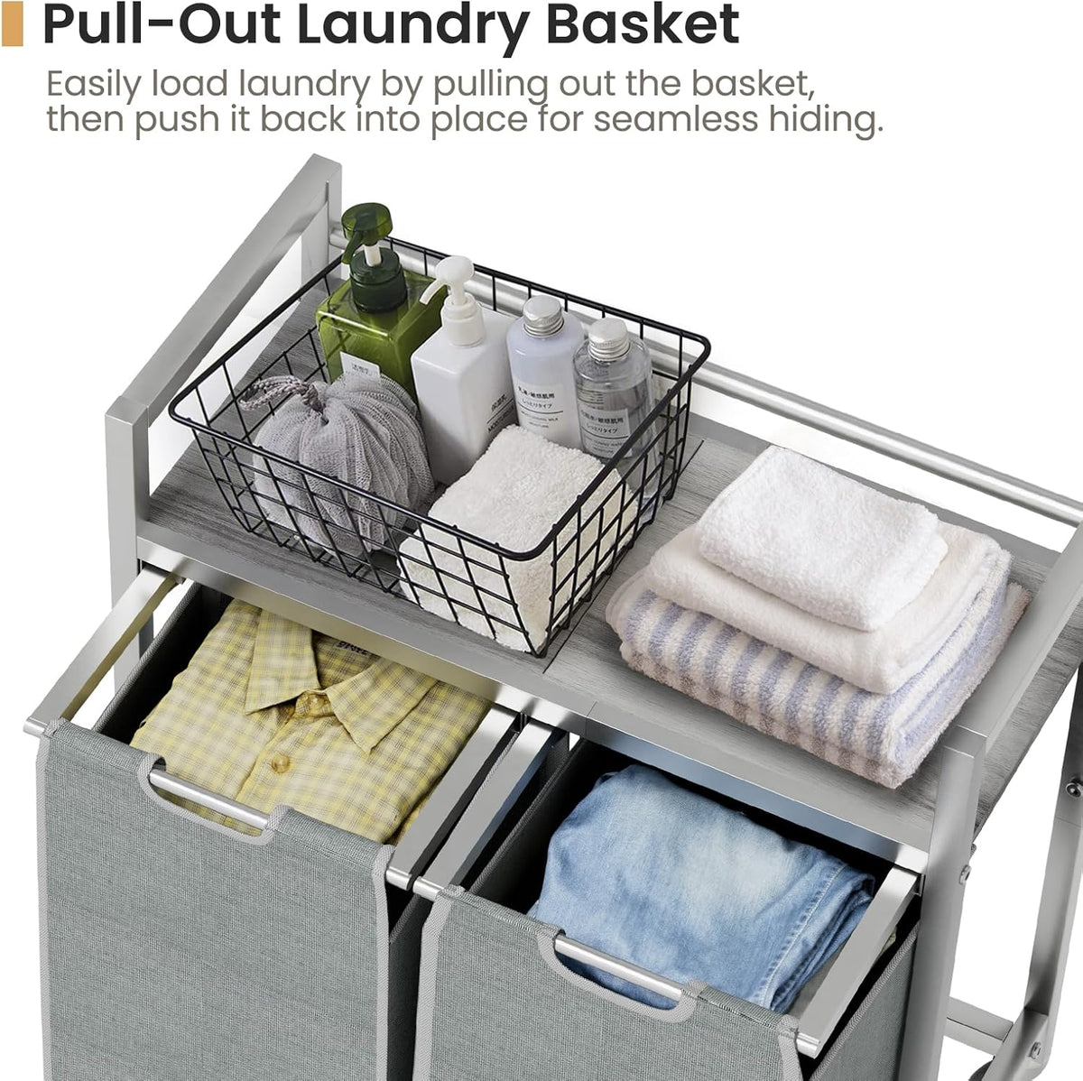 Laundry Hamper, Laundry Basket, Laundry Sorter with 3 Removable Bags, Clothes Basket with 3