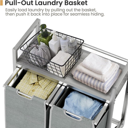 Laundry Hamper, Laundry Basket, Laundry Sorter with 3 Removable Bags, Clothes Basket with 3