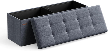 SONGMICS MAZIE Collection - 43 Inches Folding Storage Ottoman Bench, Ottoman Foot Rest, End of Bed