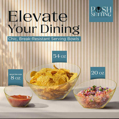 Posh Setting Gold Plastic Serving Bowls - Angled, Disposable for Chips, Candy, Salad, Fruit