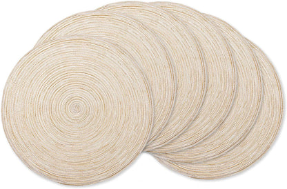 AHHFSMEI Round Braided Placemats Set of 6 Round Table Mats for Dining Tables Natural Woven Heat