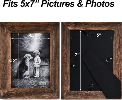 Yaetm 5x7 Picture Frame Distressed Wood, Rustic Solid Wood Photo Frame 5 x 7, Display for Tabletop