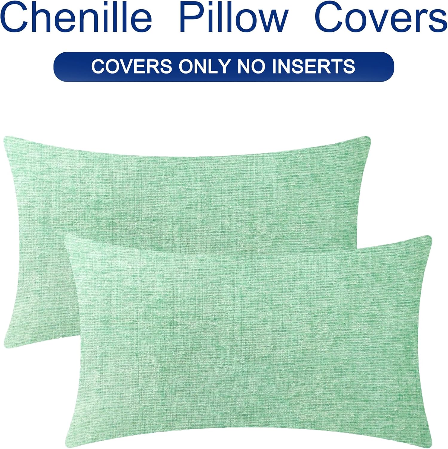 CaliTime Throw Pillow Covers Decorative 16 X 26 Inches Pack of 2 Cozy Chenille Cushion Cases for