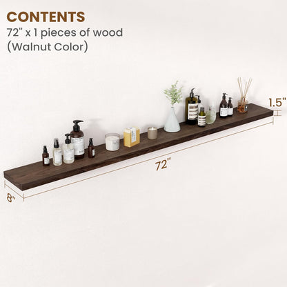 Floating Shelves for Wall Decor, 8 Inch Deep Rustic Solid Elm Wood Floating Shelves Wall Mounted