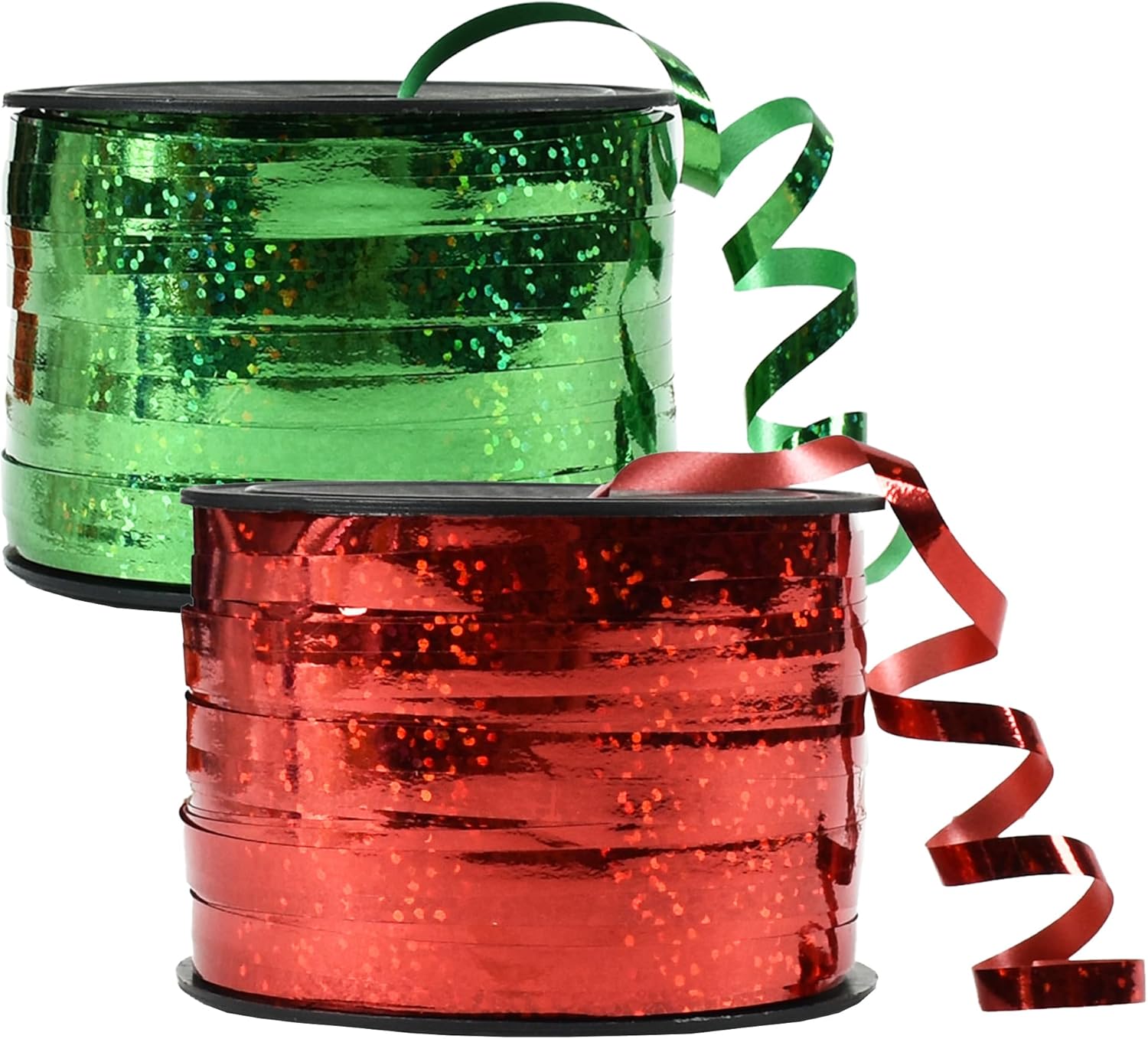 BEISHIDA 2 Pack Christmas Curling Ribbons Red and Green Balloon String Ribbons for Gift Warppping
