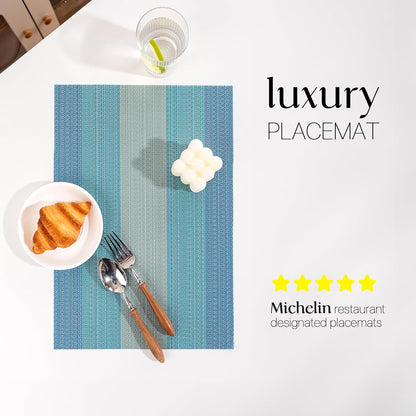 LEXMORE Placemats Set of 6 Vinyl/Plastic Woven Place Mats for Kitchen Table Indoor/Outdoor Washable