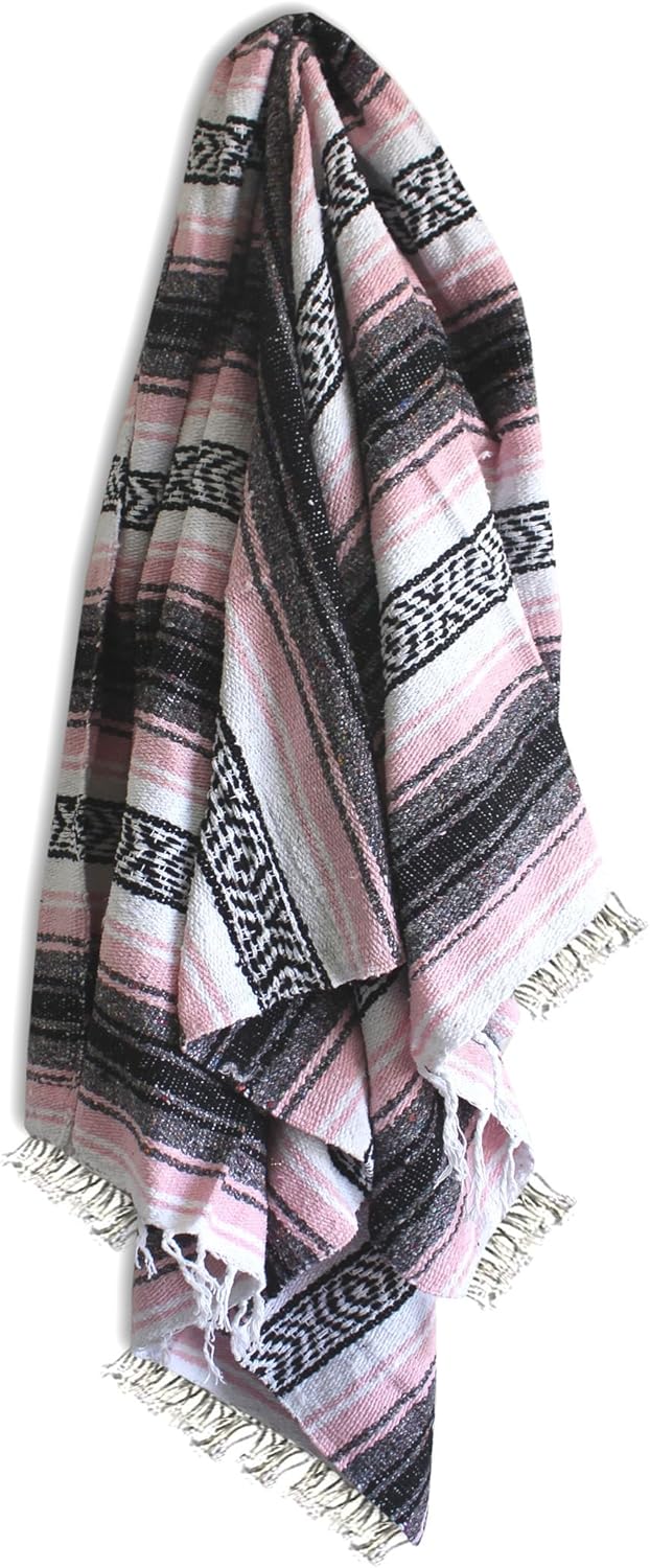 Del Mex Classic Mexican Blanket, Large Authentic Woven Falsa Throw (70"x50"), Artisan Southwest