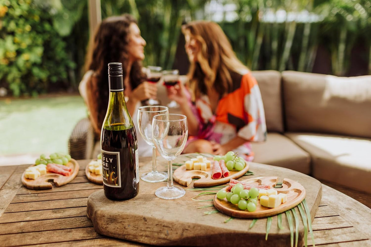 PICNIC TIME TOSCANA -Wine Appetizer Plates, Cocktail Plate with Glass Holder, Cheese Board with