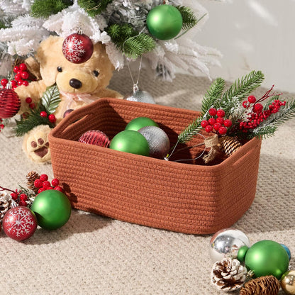 Small Storage Baskets for Organizing | Closet Organizer Bins | Shelf Toy Basket | Woven Rope