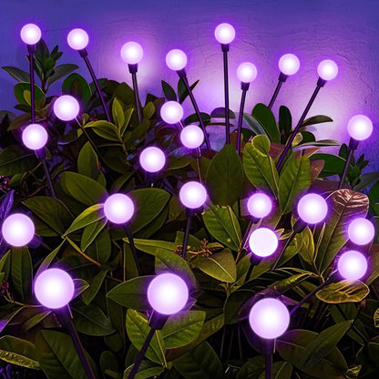 Solar Garden Lights – 16 LEDs Solar Firefly Lights, Purple Swaying Lights Outdoor Waterproof, 2