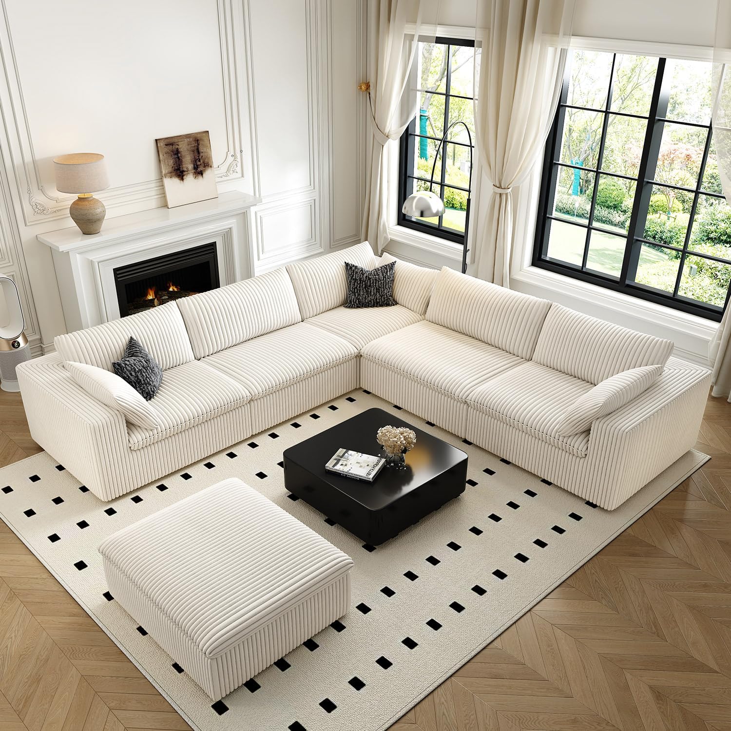 118" Cloud Couch Oversized Modular Sectional Sofa for Living Room,Modern Sofa with Deep Seat，6