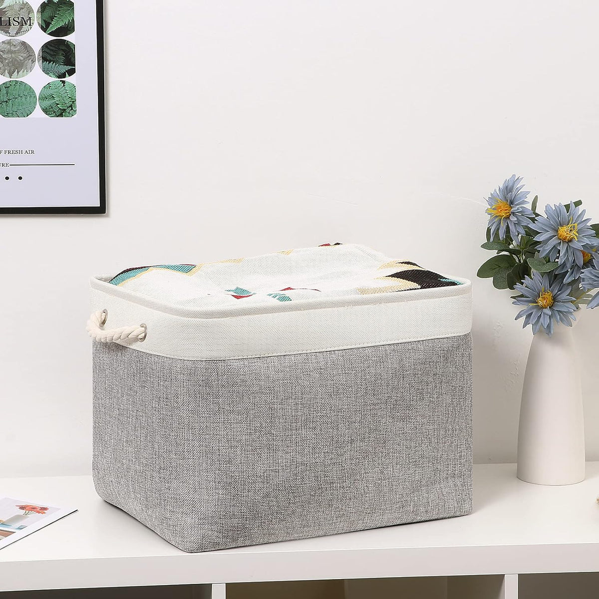 Bidtakay Storage Baskets for Organizing Large Storage Bins for Shelves 2 Pack 16x12 in Fabric