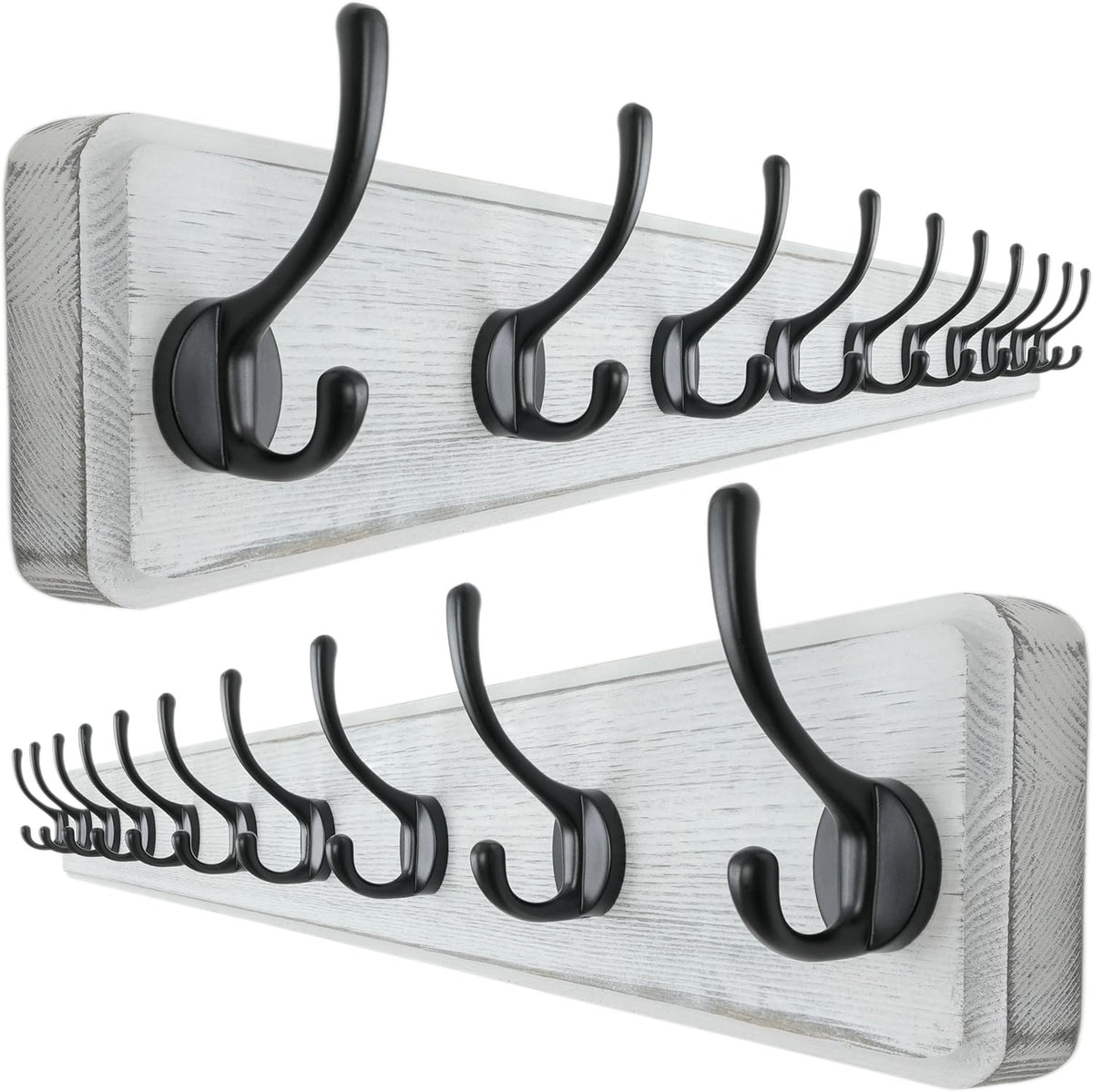 Dseap Wall Mounted Coat Rack: 38-1/4" Long, Patented, Heavy-Duty, 10-Double-Hooks Wooden Hanger