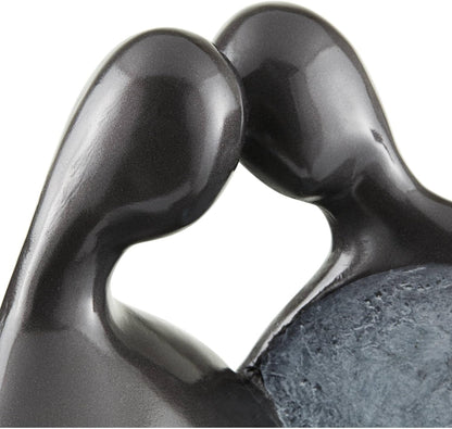 Modern Couple 47" High Large Indoor Outdoor Decor Black Resin Floor Fountain with Light LED Tall