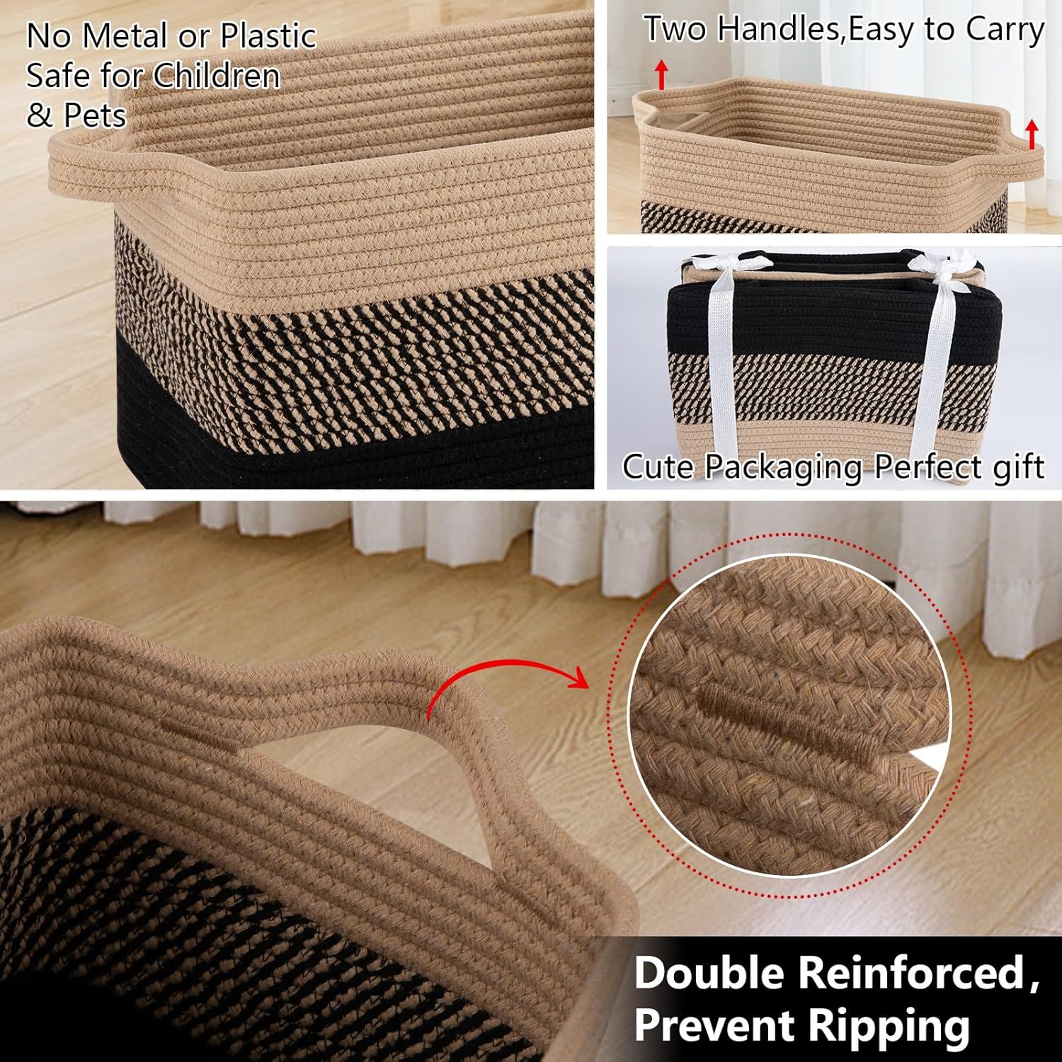 OIAHOMY Storage Basket, Woven Baskets for Storage, Cotton Rope Basket for toys,Towel Baskets for