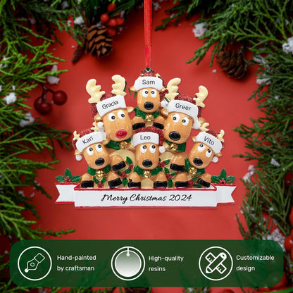 Personalized Christmas Ornaments 2025, Custom Reindeer Family Ornaments for Trees with Names