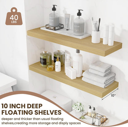 Fun Memories Floating Shelves for Wall 36 Inches, Wood Shelves with Invisible Bracket, 10" Deep