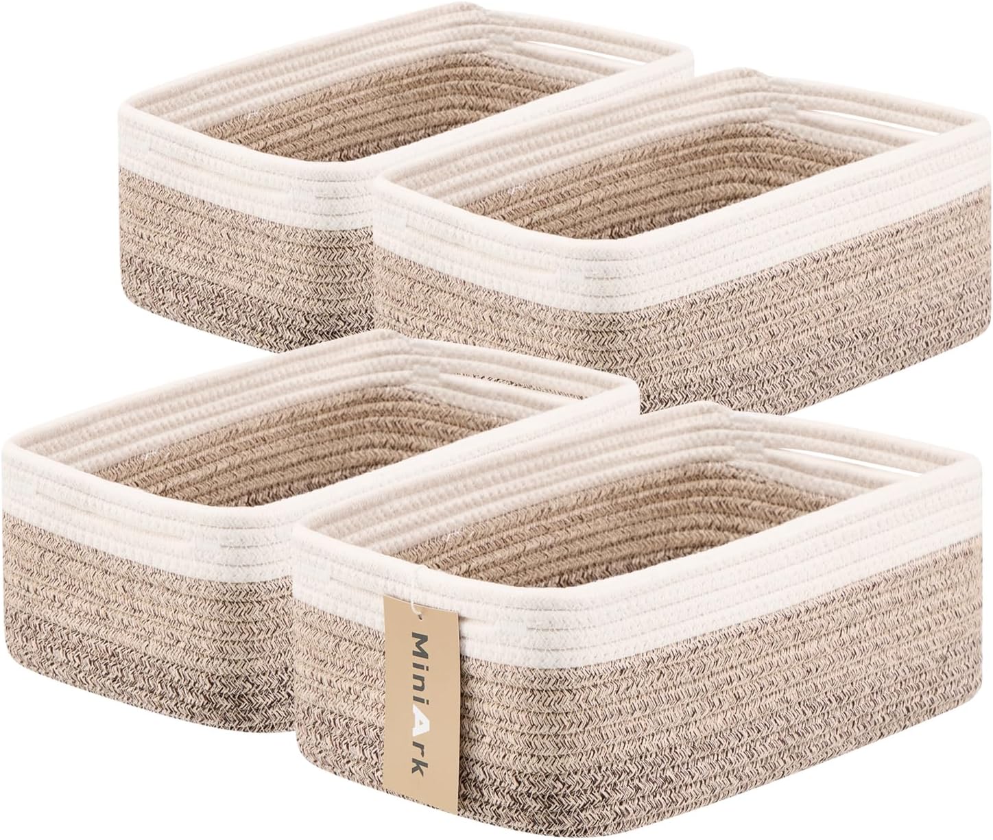 Small Storage Baskets for Organizing | Closet Organizer Bins | Shelf Toy Basket | Woven Rope
