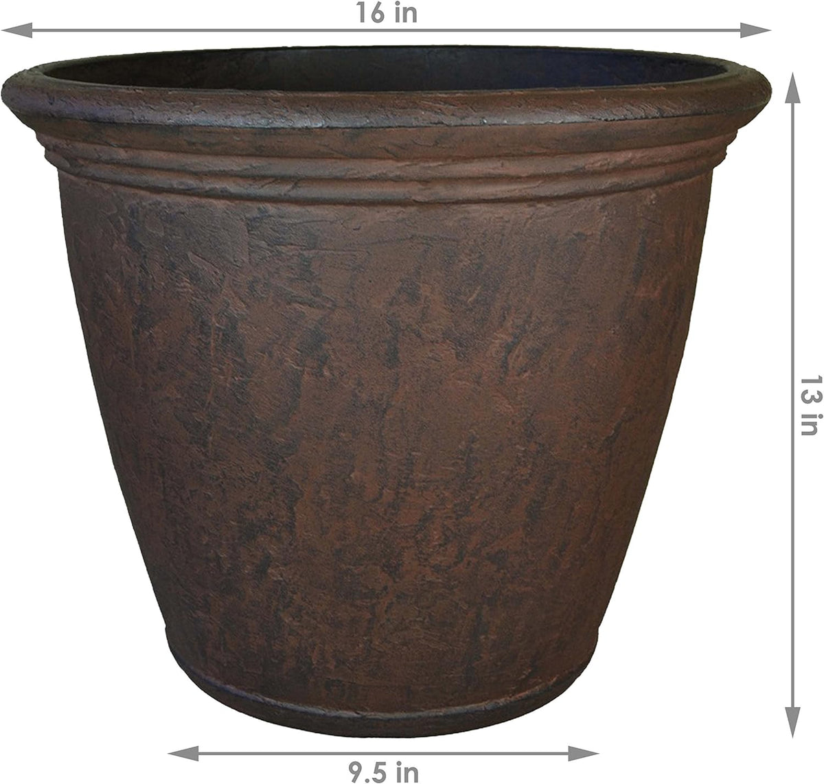 Sunnydaze 15.25-Inch Anjelica Large Plastic Pot for Plants - Outdoor Polyresin Round Planter with