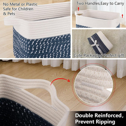 OIAHOMY Storage Basket, Woven Baskets for Storage, Cotton Rope Basket for toys,Towel Baskets for