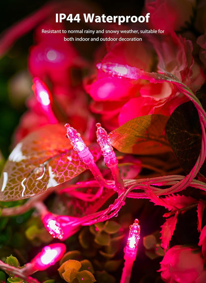 Pink Christmas Mini Lights, 39Feet 100 LED Pink String Light with 8 Lighting Modes, Connectable
