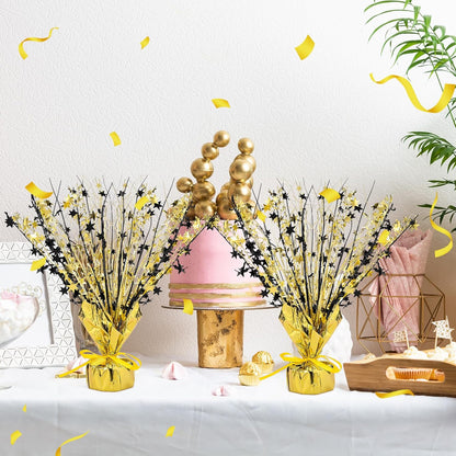 Crowye 18 Pieces Metallic Foil Spray Centerpiece Party Star Table Decoration Burst Metallic Table