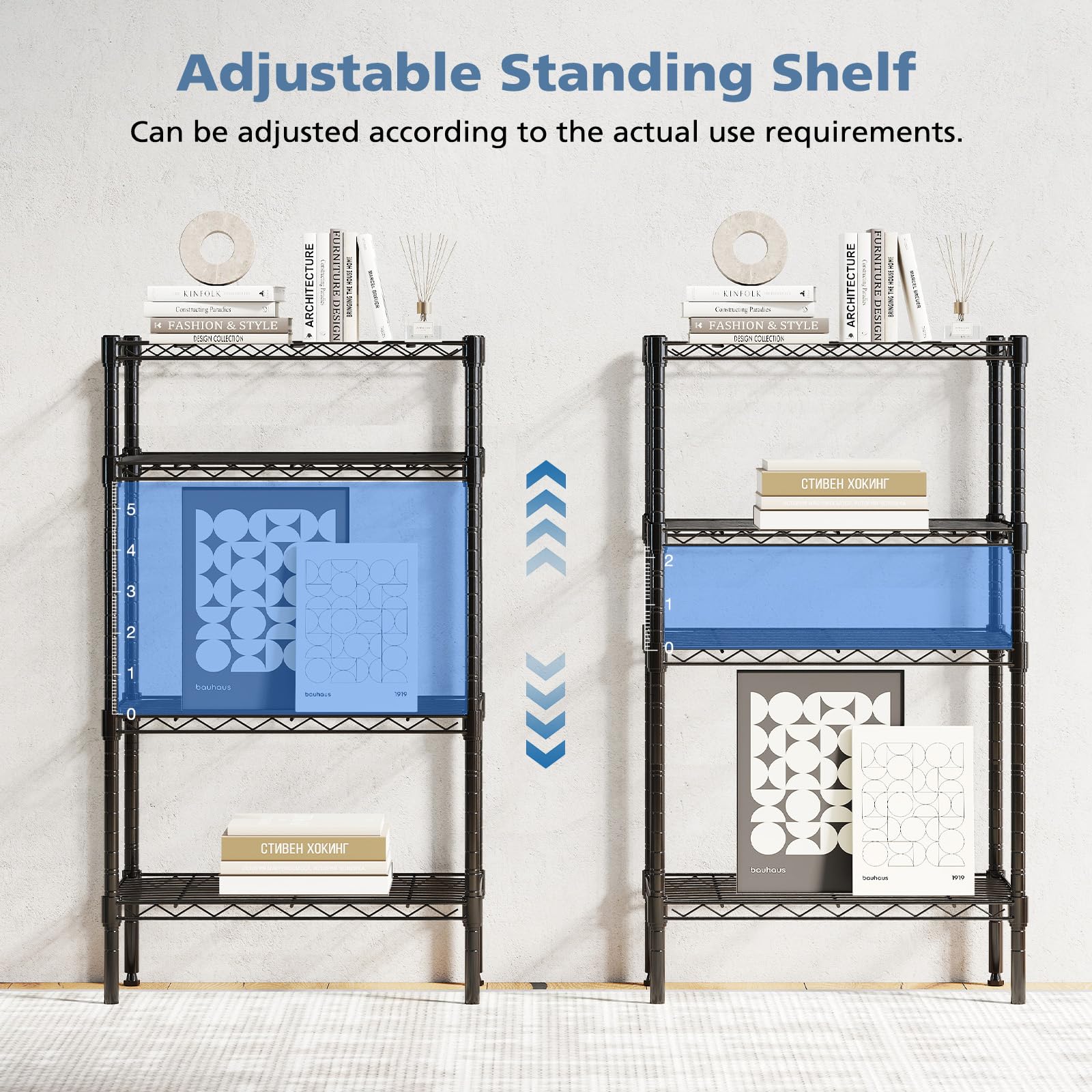 DUMOS 4-Tier Metal Storage Shelves, Wire Shelving, Storage Rack, 23.3" W