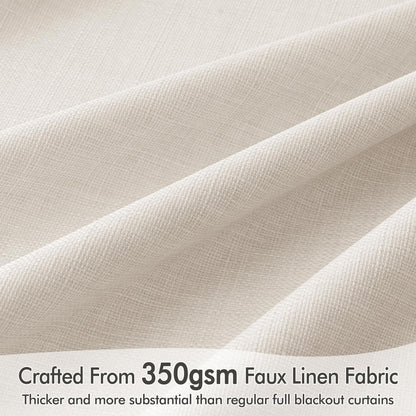 MIULEE 100% Blackout Curtains 90 Inch Long 2 Panels for Bedroom, Thick Luxury Faux Linen Black Out