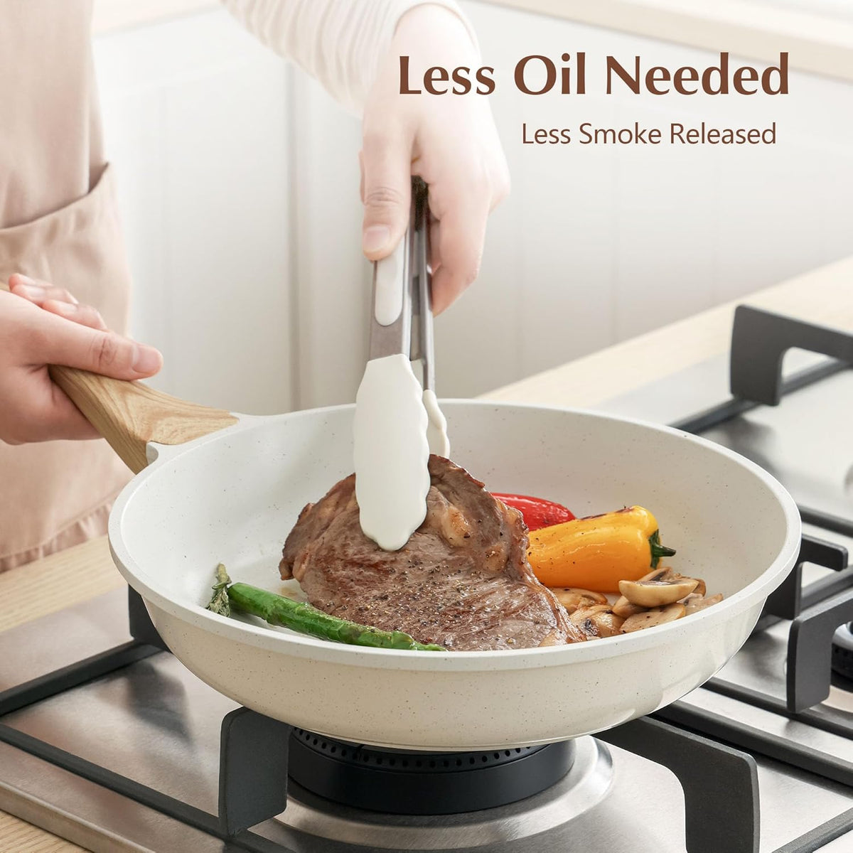 SENSARTE Nonstick Ceramic Frying Pan Skillet with Lid, 9.5 Inch Omelet Pan, Healthy Non Toxic Chefs