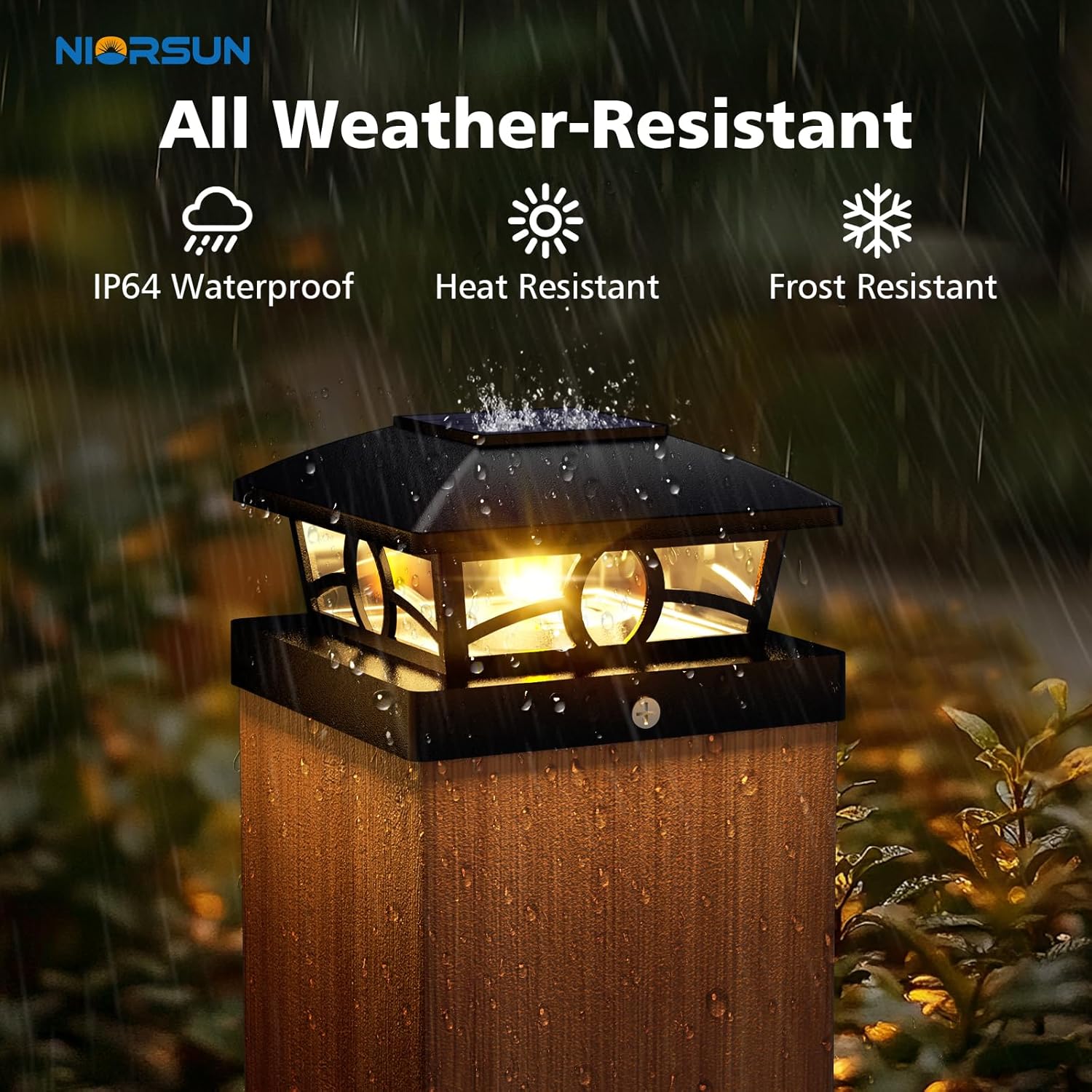 NIORSUN Solar Post Lights Outdoor, Fence Post Solar Lights Warm White Outdoor Waterproof Edison LED