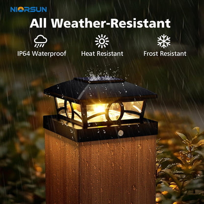 NIORSUN Solar Post Lights Outdoor, Fence Post Solar Lights Warm White Outdoor Waterproof Edison LED
