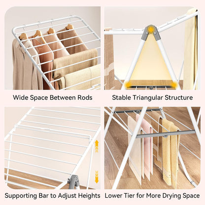 APEXCHASER Clothes Drying Rack, Foldable Drying Rack Clothing, Sturdy Metal Laundry Drying Rack