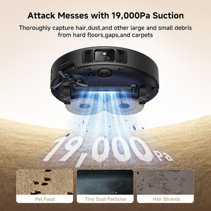 Mova P50 Pro Ultra Robot Vacuum and Mop, 19,000Pa Suction with Anti-Tangle Brush, Removable &