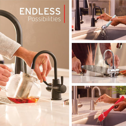 InSinkErator Stainless Steel Tank, HC250MBLK-SS HOT250 System, 2-Handle Drinking Faucet in Matte