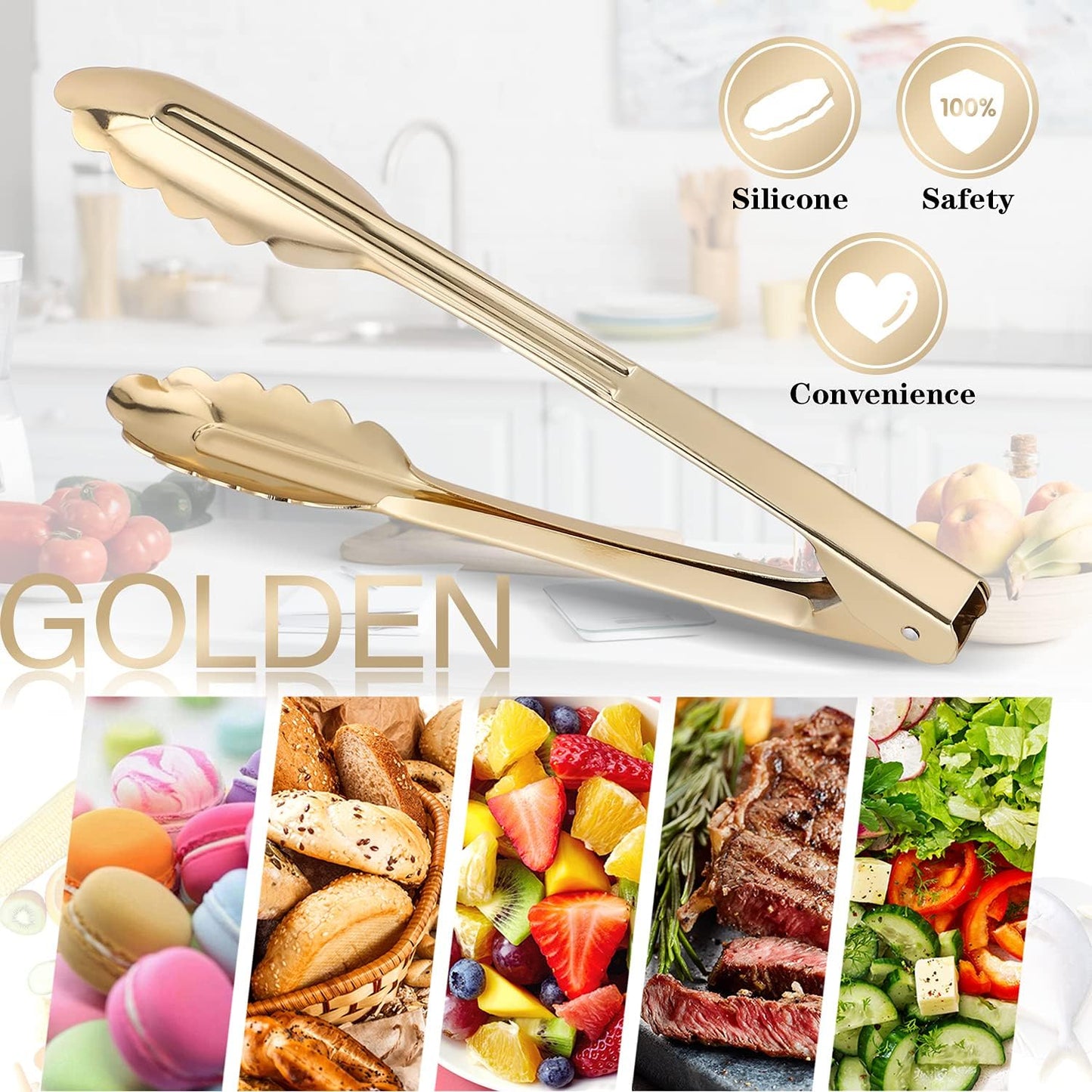 MSY BIGSUNNY 9 Inch Kitchen Food Tongs, Buffet Tongs, Serving Tongs for Cooking, Grilling, Aluminum