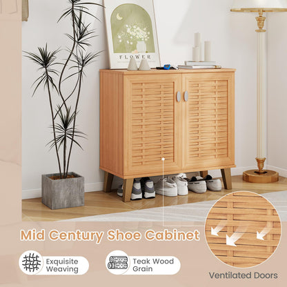GIANTEX Shoe Cabinet with Doors, 4-Tier Farmhouse Shoe Rack Cabinet
