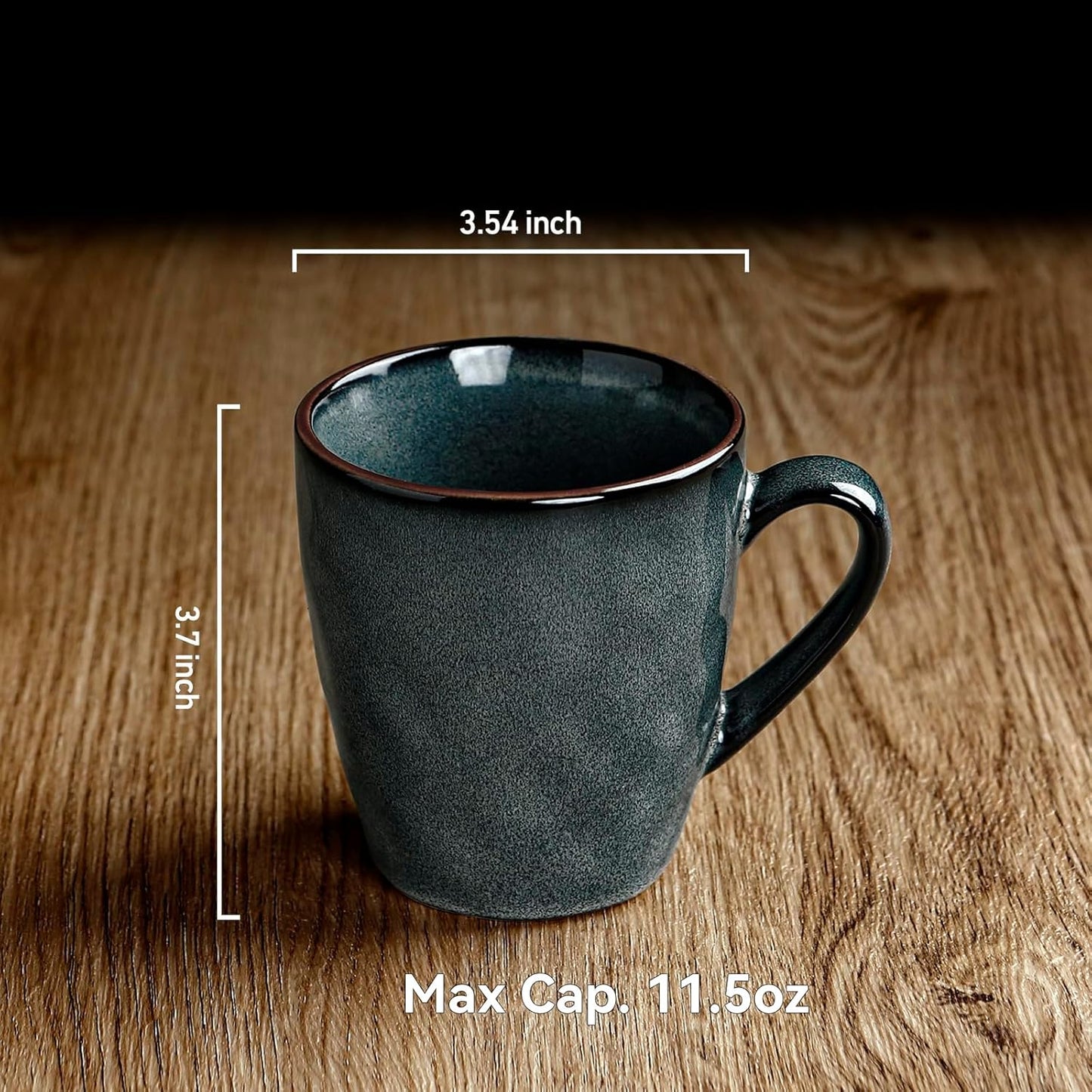 famiware Coffee Mugs Set of 4, Ocean Round 11.5oz Coffee Cup Set with Handle for Cocoa, Milk, Hot