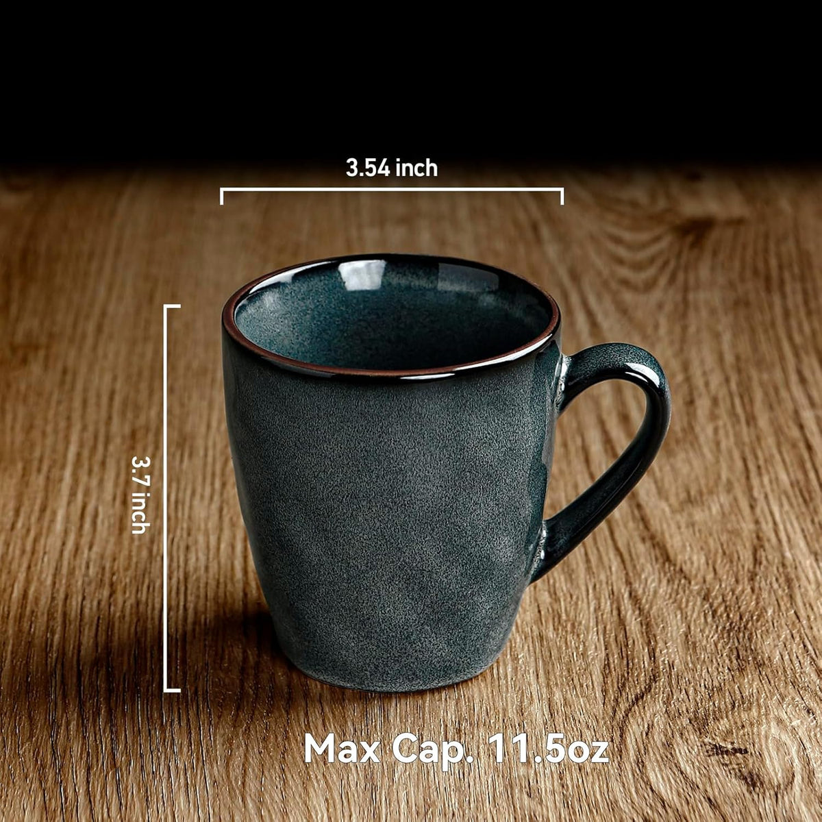famiware Coffee Mugs Set of 4, Ocean Round 11.5oz Coffee Cup Set with Handle for Cocoa, Milk, Hot