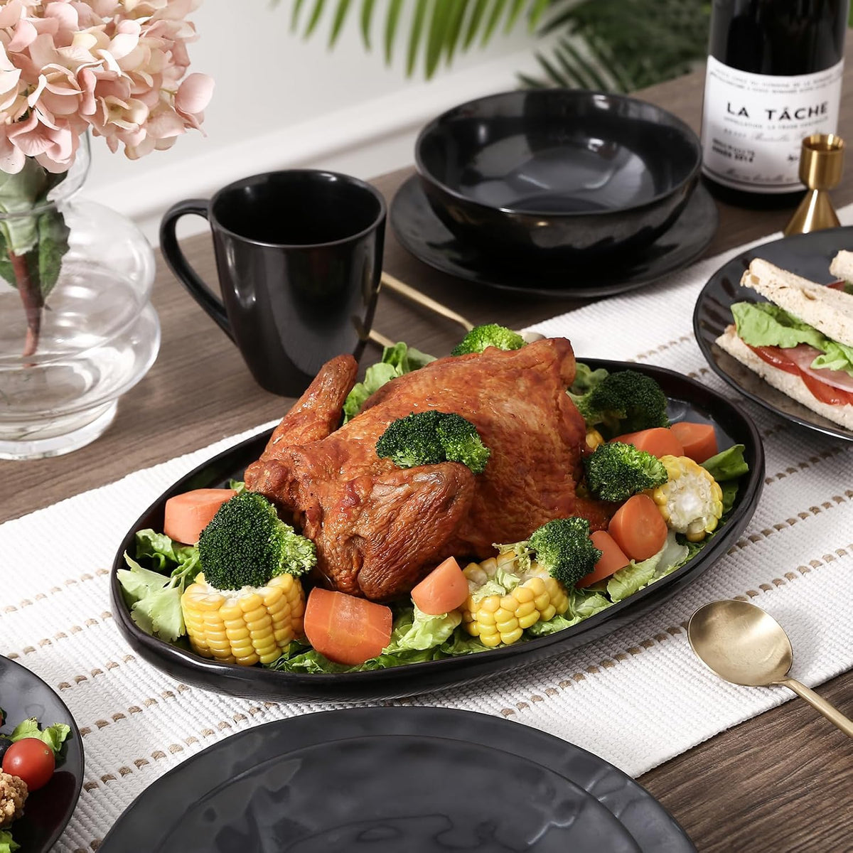 vicrays Serving Platter Ceramic Tray Plates Extra Large Oval 14.5 Inch Porcelain Dinner Plates Long