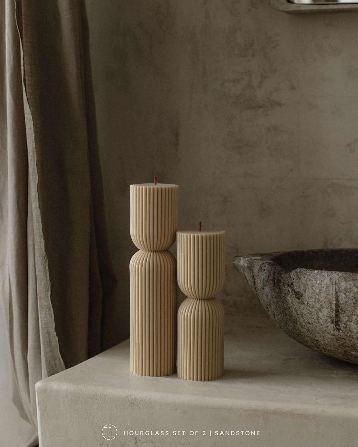 LAWA Hourglass Pillar Candle - Large Beautiful Handmade Pillar Scented Soy Wax Candle Elegant