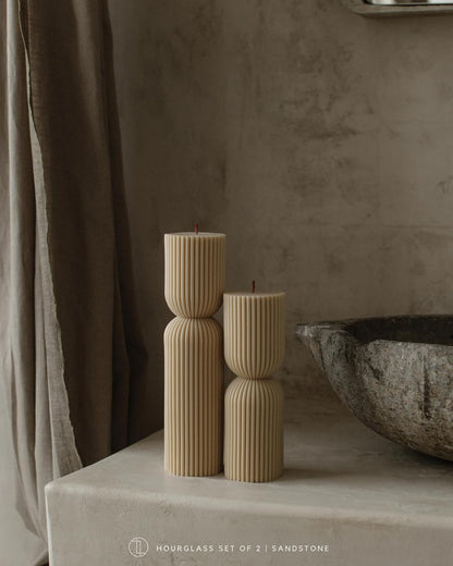 LAWA Hourglass Pillar Candle - Large Beautiful Handmade Pillar Scented Soy Wax Candle Elegant