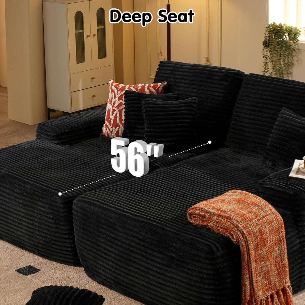 ovios 81" Oversized Sectional Double Lounge Chaise with Cloud Plush Sofa Bed, No Assembly Required
