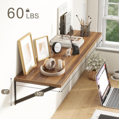 Fun Memories 40 Inch Floating Shelves, 10 Inch Deep Wall Shelf, 40 x 10 Floating Shelf Set of 2