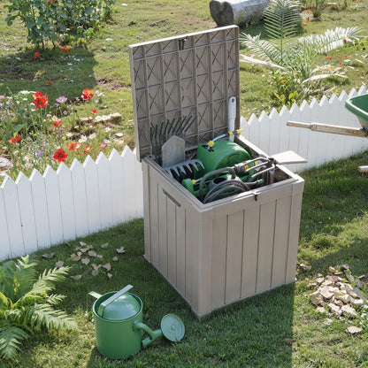50 Gallon Resin Deck Box, Lockable Outdoor Storage Box for Patio Cushions Storage Furniture,Garden